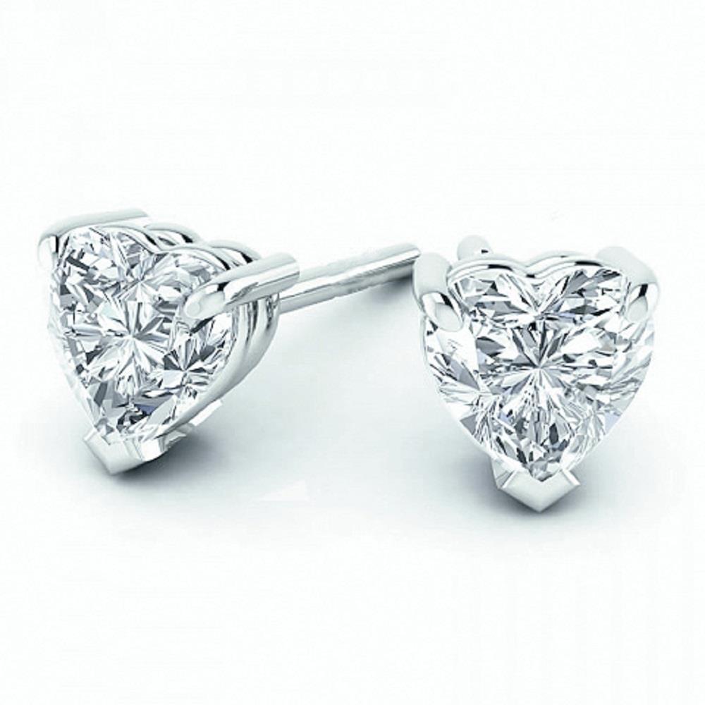 Heart Shape Prong Set Genuine Diamonds 3.50 Carats Studs Earrings Gold White