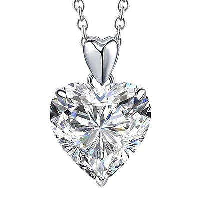 Heart Shape Real Diamond Pendant 2 Carats White Gold Women Jewelry 14K