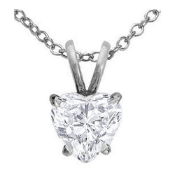 Heart Shape Real Diamond Pendant Necklace 2 Carats White Gold 14K