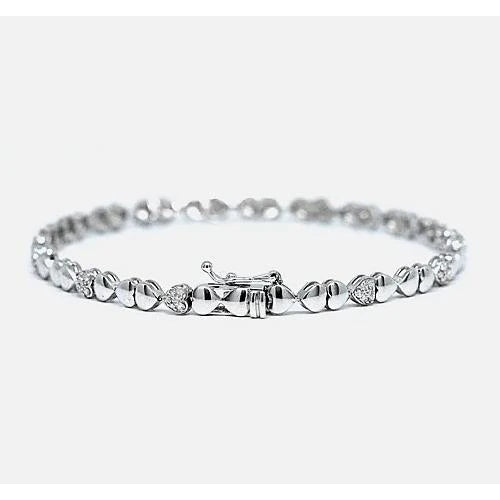 Heart Shape Real Diamond Tennis Bracelet 2 Carats F/G White Gold 14K