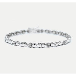 Heart Shape Real Diamond Tennis Bracelet 2 Carats F/G White Gold 14K