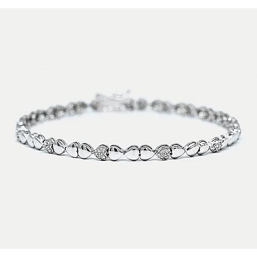 Heart Shape Real Diamond Tennis Bracelet 2 Carats F/G White Gold 14K