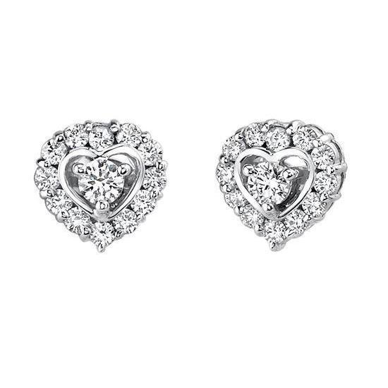 Heart Shape Removable Jackets Stud Earrings 4.10 Carats Round Real Diamond