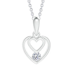 Heart Shape Round Real Diamond Pendant Necklace 1 Carat Women Jewelry