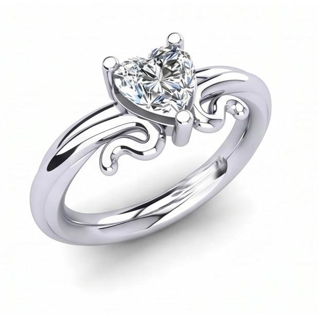 Heart Shape Solitaire 1.50 Ct Natural Earth Mined Diamond Wedding Ring White Gold 14K