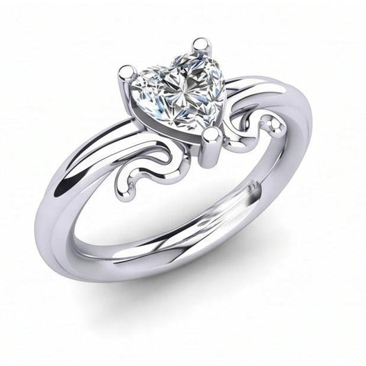 Heart Shape Solitaire 1.50 Ct Natural Earth Mined Diamond Wedding Ring White Gold 14K