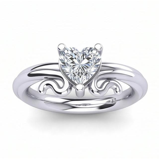 Heart Shape Solitaire 1.50 Ct Natural Earth Mined Diamond Wedding Ring White Gold 14K