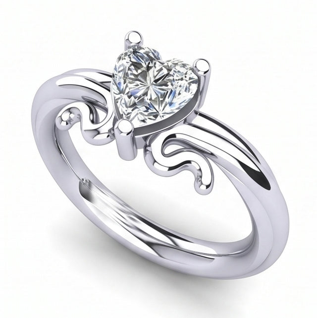Heart Shape Solitaire 1.50 Ct Natural Earth Mined Diamond Wedding Ring White Gold 14K