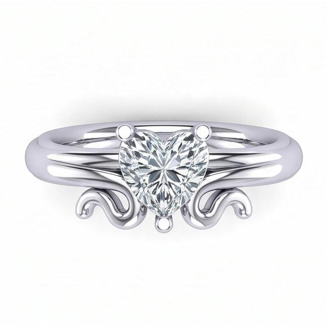 Heart Shape Solitaire 1.50 Ct Natural Earth Mined Diamond Wedding Ring White Gold 14K