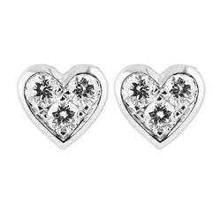 Heart Shape Stud Earrings 2.10 Ct White Gold 14K Genuine Round Cut Diamonds
