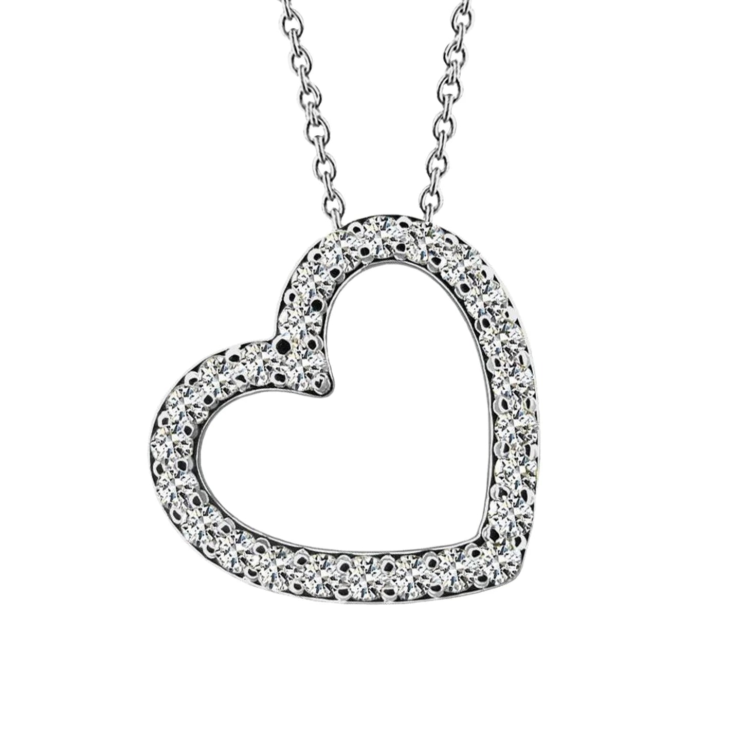 Heart Shaped Pendant Necklace 5.20 Ct Real Round Cut Diamonds White Gold