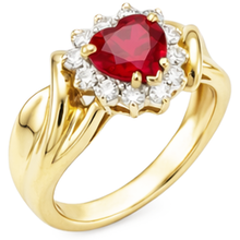 Heart Shaped Red Ruby Natural Earth Mined Diamond Ring 2.15 Carats Yellow Gold 14K