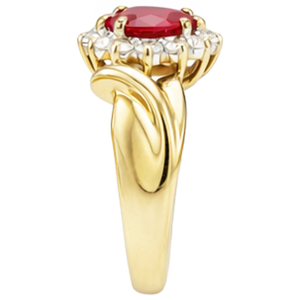 Heart Shaped Red Ruby Natural Earth Mined Diamond Ring 2.15 Carats Yellow Gold 14K
