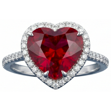 Heart Shaped Ruby And Accents Natural Earth Mined DIAMOND ( NOT LAB GROWN ) Ring White Gold 14K 5.35 Ct
