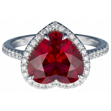 Heart Shaped Ruby And Accents Natural Earth Mined DIAMOND ( NOT LAB GROWN ) Ring White Gold 14K 5.35 Ct