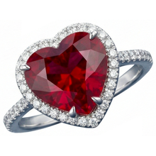 Heart Shaped Ruby And Accents Natural Earth Mined DIAMOND ( NOT LAB GROWN ) Ring White Gold 14K 5.35 Ct