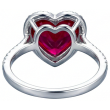Heart Shaped Ruby And Accents Natural Earth Mined DIAMOND ( NOT LAB GROWN ) Ring White Gold 14K 5.35 Ct