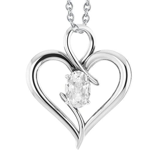 Heart Shaped Solitaire Real Diamond Pendant Oval Old Miner 2 Carats