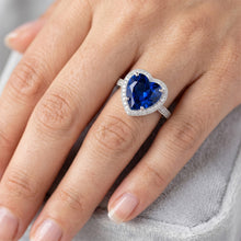 Heart Shaped Sri Lanka Blue Sapphire & Natural Earth Mined DIAMOND ( NOT LAB GROWN ) Ring 7.76 Carat WG 14K