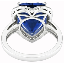 Heart Shaped Sri Lanka Blue Sapphire & Natural Earth Mined DIAMOND ( NOT LAB GROWN ) Ring 7.76 Carat WG 14K