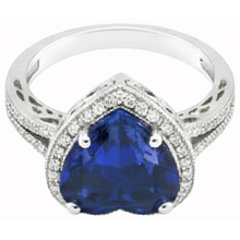 Heart Shaped Sri Lanka Blue Sapphire & Natural Earth Mined DIAMOND ( NOT LAB GROWN ) Ring 7.76 Carat WG 14K