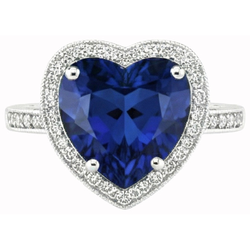 Heart Shaped Sri Lanka Blue Sapphire & Natural Earth Mined DIAMOND ( NOT LAB GROWN ) Ring 7.76 Carat WG 14K