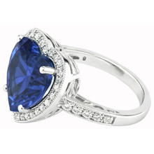Heart Shaped Sri Lanka Blue Sapphire & Natural Earth Mined DIAMOND ( NOT LAB GROWN ) Ring 7.76 Carat WG 14K