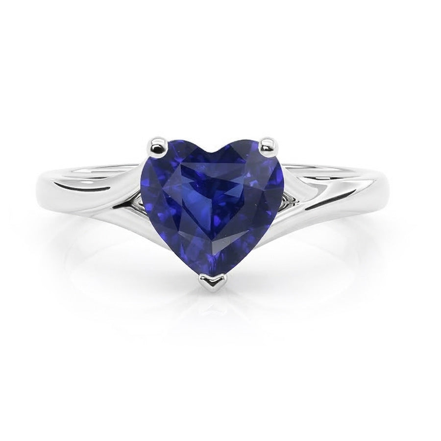 natural heart sapphire 2.50ct ring on white background