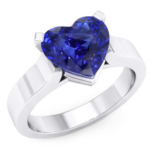 Heart Solitaire Ring Ceylon Blue Sapphire 3 Carats Women's Jewellery