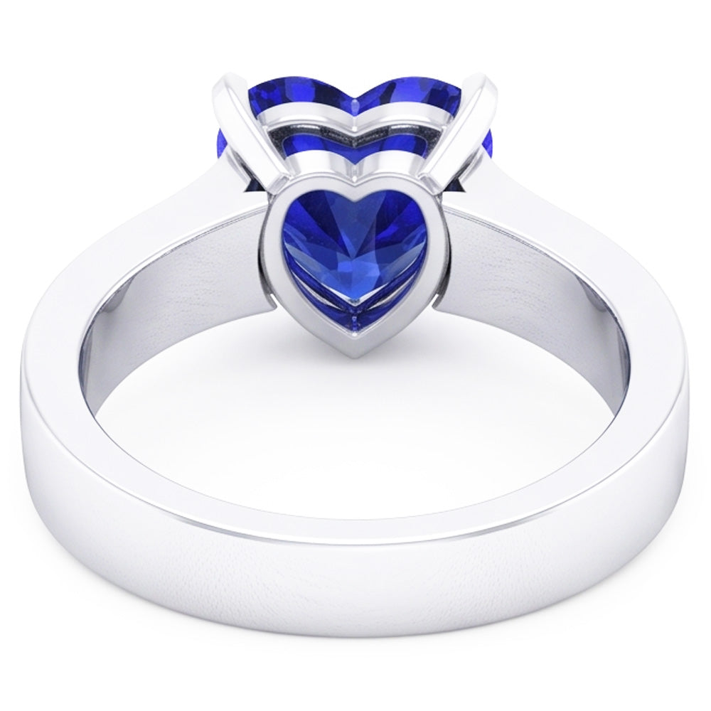 Heart Solitaire Ring Ceylon Blue Sapphire 3 Carats Women's Jewellery