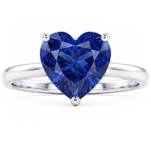 Heart Solitaire Sri Lankan Sapphire Ring 2.50 Carats White Gold 14K