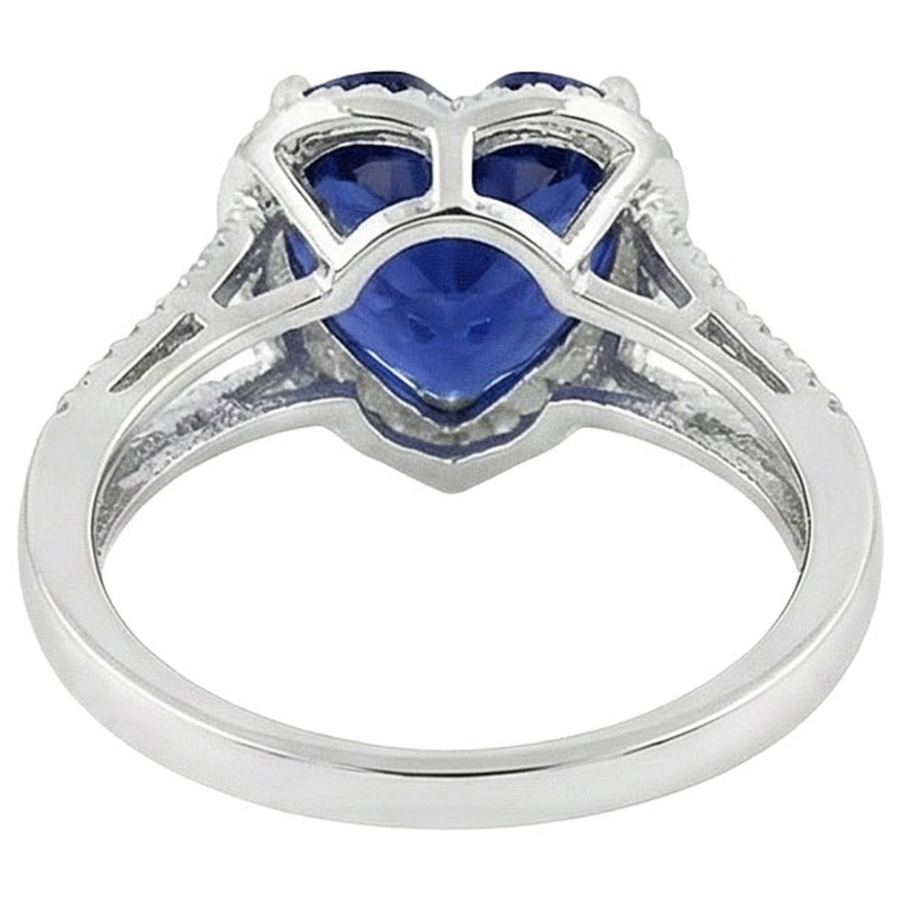 Heart Sri Lanka Sapphire Natural Earth Mined DIAMOND ( NOT LAB GROWN )s White Gold 14K Ring 9.50 Carat