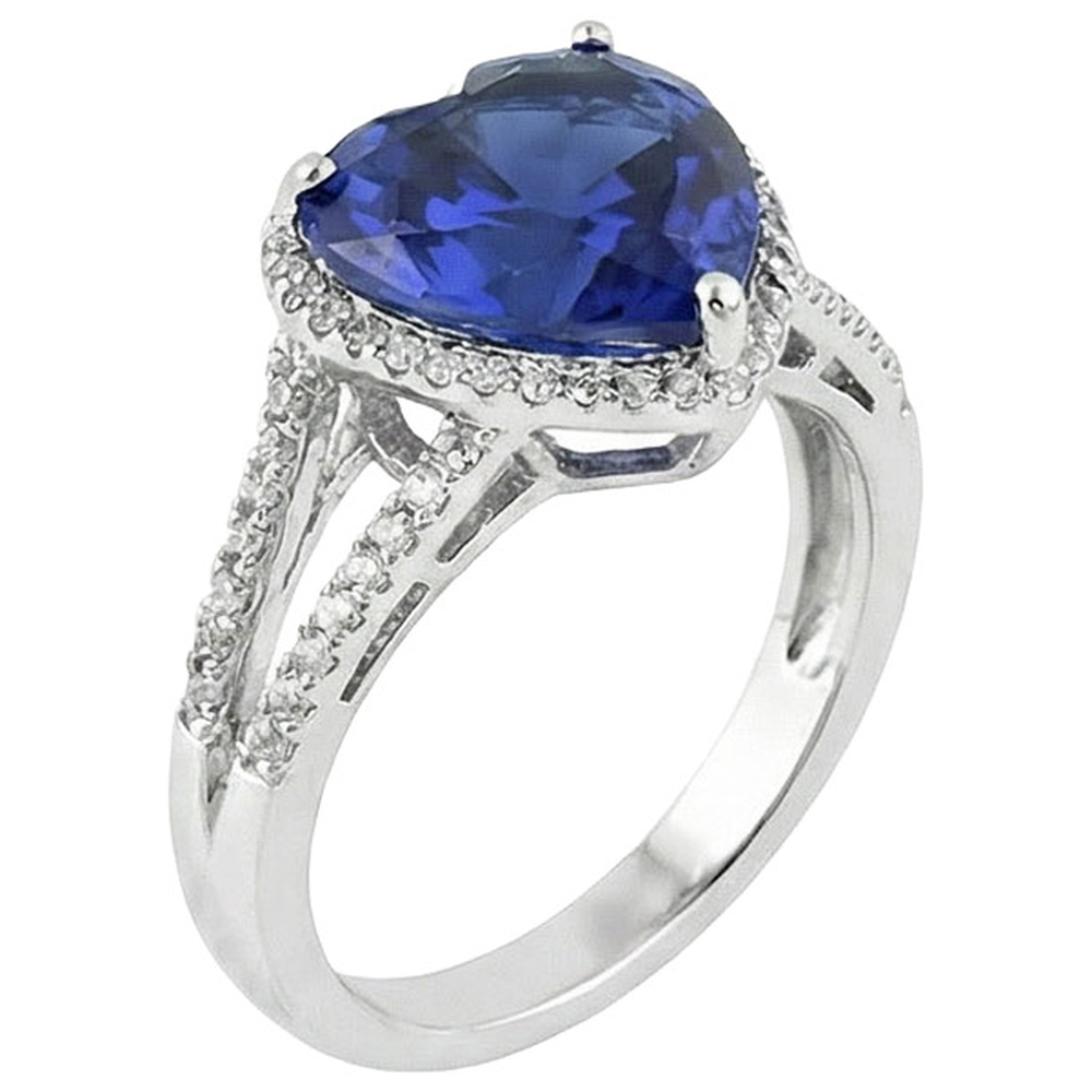Heart Sri Lanka Sapphire Natural Earth Mined DIAMOND ( NOT LAB GROWN )s White Gold 14K Ring 9.50 Carat