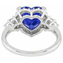 Heart Sri Lanka Sapphire Round Natural Earth Mined DIAMOND ( NOT LAB GROWN )s 8.26 Ct. Ring Gold White 14K