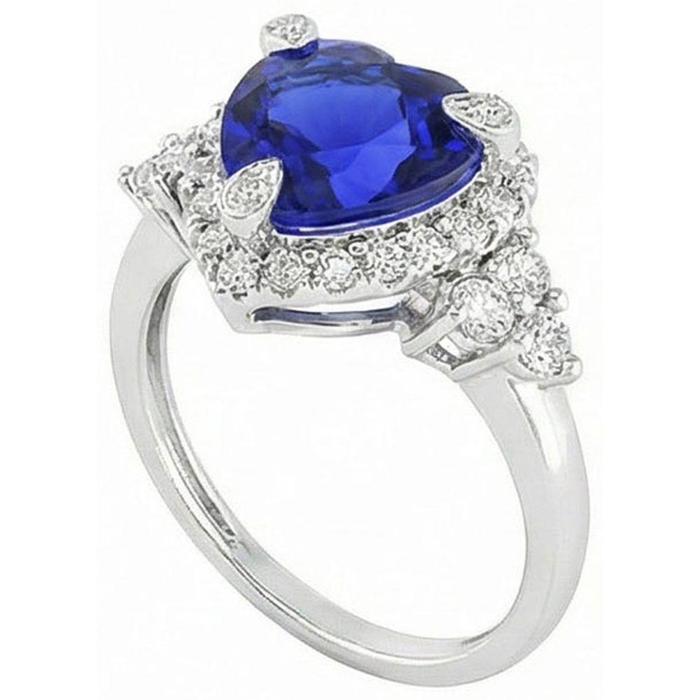 Heart Sri Lanka Sapphire Round Natural Earth Mined DIAMOND ( NOT LAB GROWN )s 8.26 Ct. Ring Gold White 14K
