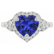 Heart Sri Lanka Sapphire Round Natural Earth Mined DIAMOND ( NOT LAB GROWN )s 8.26 Ct. Ring Gold White 14K