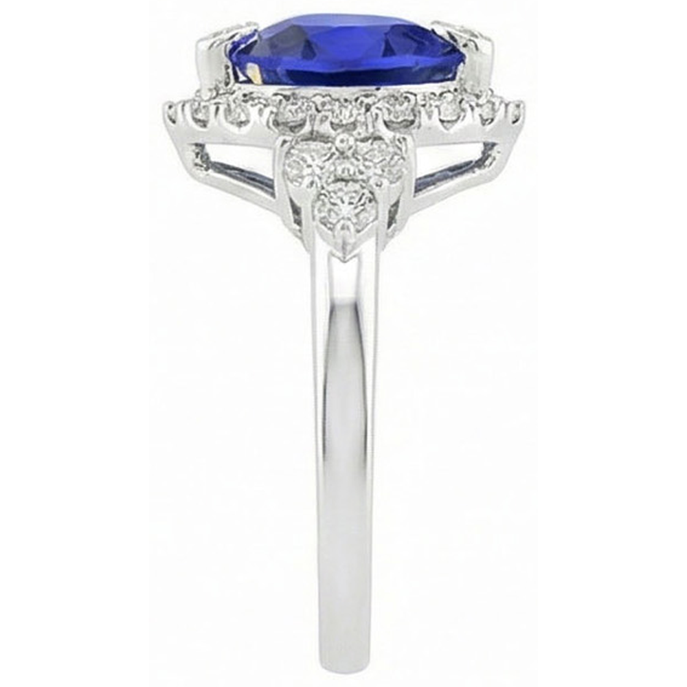 Heart Sri Lanka Sapphire Round Natural Earth Mined DIAMOND ( NOT LAB GROWN )s 8.26 Ct. Ring Gold White 14K