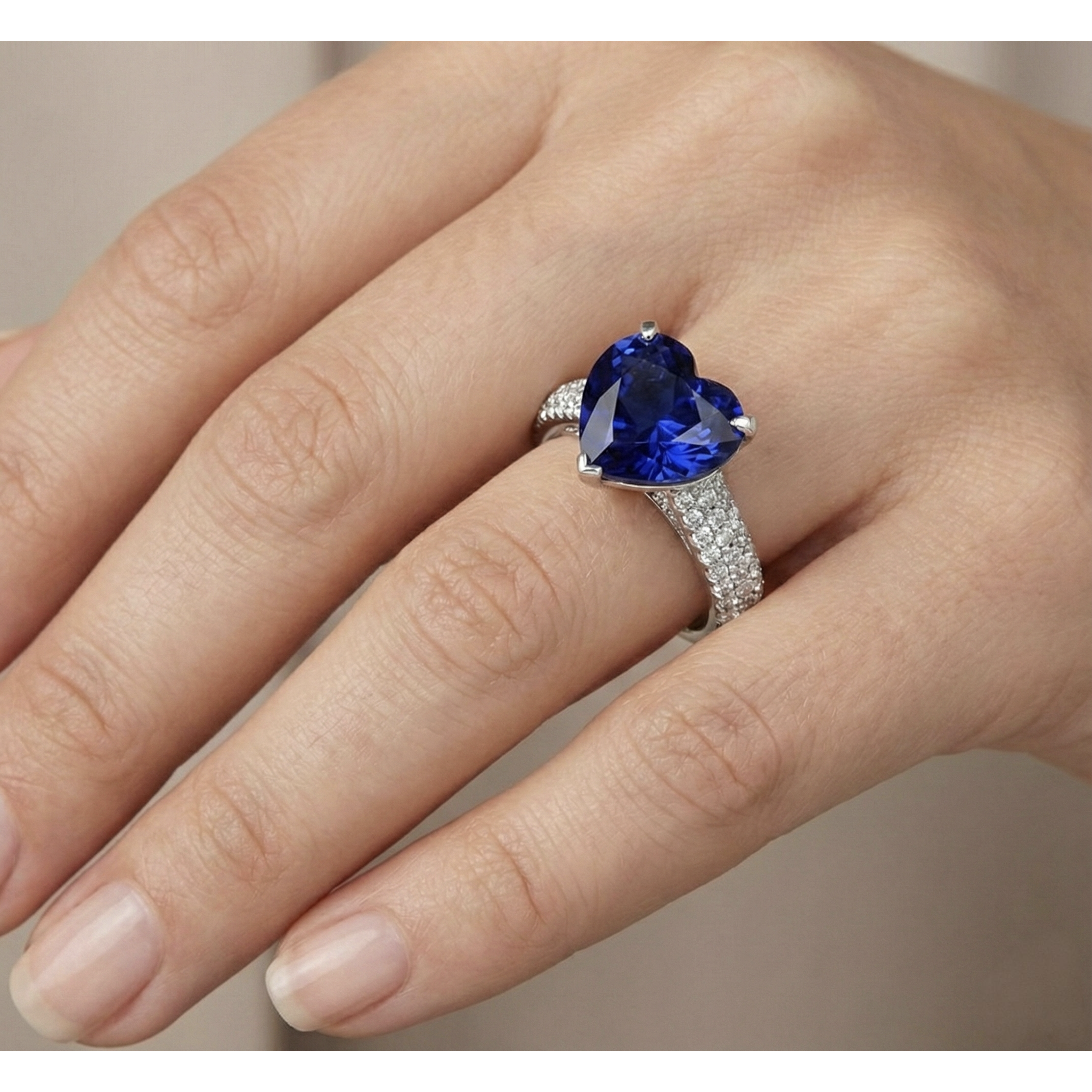 natural round sapphire 5ct ring with diamond accents