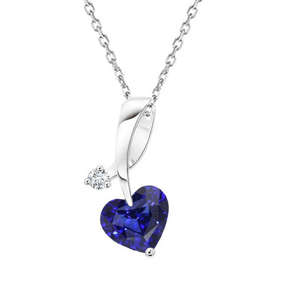 Cornflower Blue Sapphire Precious Stone Pendant 1.50-ct 14K White Gold – main view