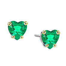 Fine Emerald Gemstone Earring 3-ct 14K Two Tone Gold – main view