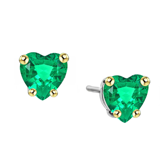 Fine Emerald Gemstone Earring 3-ct 14K Two Tone Gold – main view