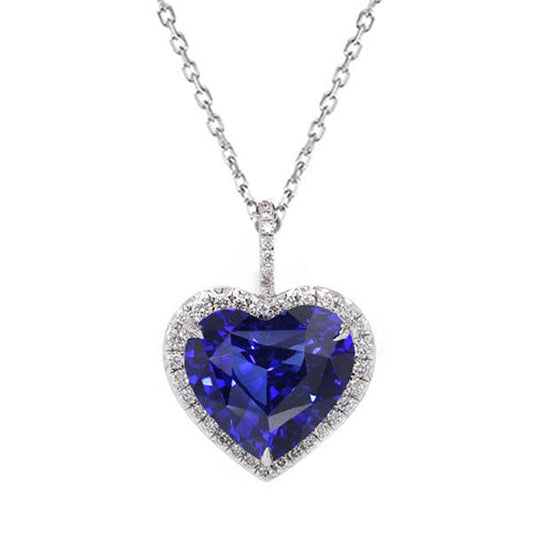 Round Cut Blue Sapphire ring in 14K White Gold – main view