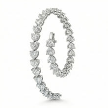 Heart Lab Grown Diamond Tennis Bracelet 30 Carats White Gold 10k