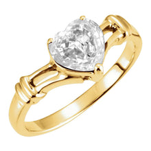 Fine Diamond Heart Shape Solitaire Engagement Ring in 14 Karat Yellow Gold – main view