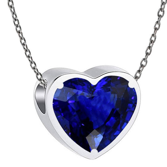 Natural Cornflower Blue Sapphire Stone Pendant Necklace 5 ct 14K White Gold – main view