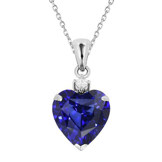 Handmade Blue Sapphire Stone Pendant Necklace 3.50 ct – main view