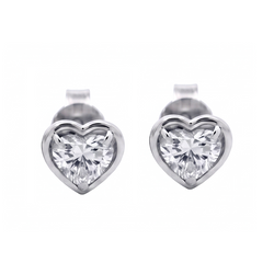 Heart Cut Lab Grown Diamonds 1.50 Carat White Gold Stud Earring