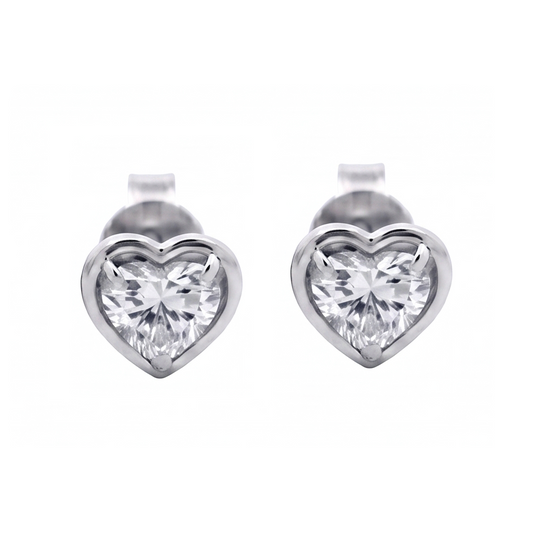 Heart Cut Lab Grown Diamonds 1.50 Carat White Gold Stud Earring