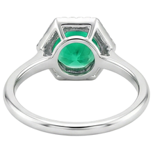 Round Brilliant Colombian Emerald ring in 14 Karat Two Tone Gold – back view