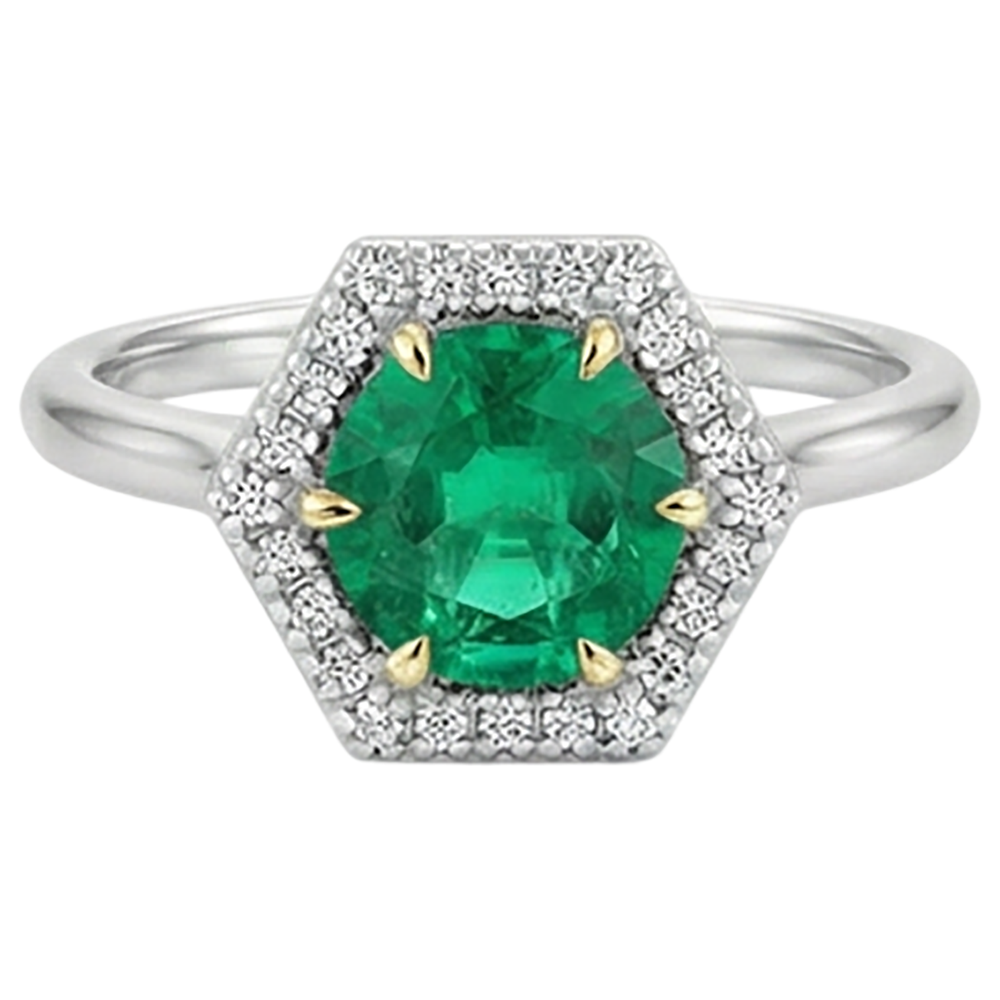 Radiant Colombian Emerald Precious Stone Ring 2.50 ct – front view